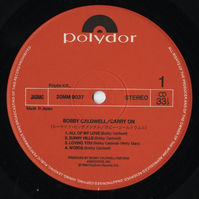 LP ボビー・コールドウェル キャリー・オン 20MM 9037 / y118 Bobby Caldwell / ボビー・コールドウェル / Carry On (20MM9037