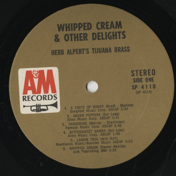 Herb Alpert & The Tijuana Brass / ハーブ・アルパート / Whipped Cream & Other Delights (SP 4110)