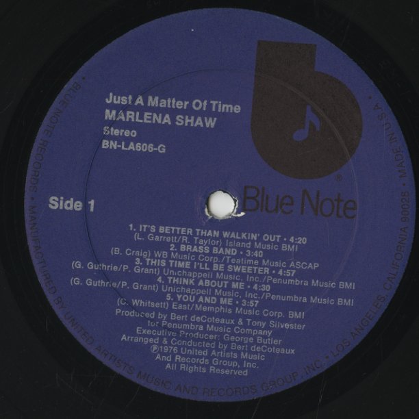 Marlena Shaw / マリーナ・ショウ / Just A Matter Of Time (BN LA 606 G)