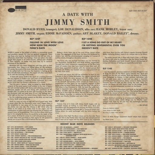 Jimmy Smith - A Date With Jimmy Smith Volume 1 (BST81547) 1967 US Blue Note｜中古LP