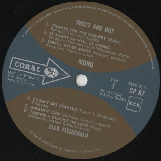 Ella Fitzgerald / エラ・フィッツジェラルド / Sweet And Hot (CP 67 