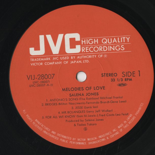 Salena Jones / サリナ・ジョーンズ / Melodies Of Love (VIJ-28007) – VOXMUSIC WEBSHOP