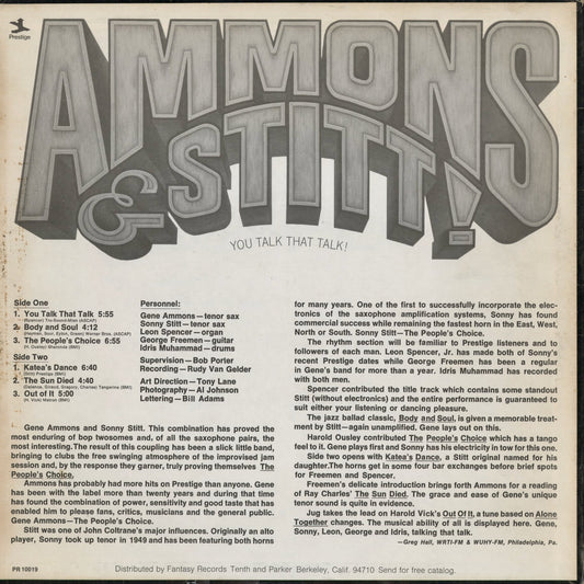 Gene Ammons & Sonny Stitt / You Talk That Talk (PRST 10019)