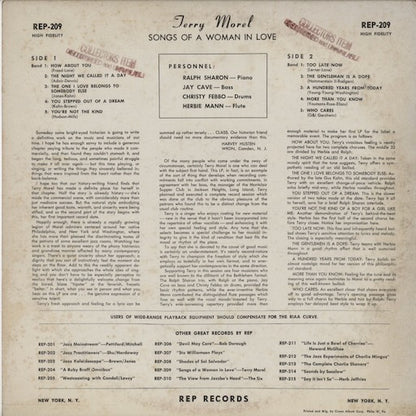 Terry Morel - Songs Of A Woman In Love (REP 209) LP 1958 US REP｜中古LP