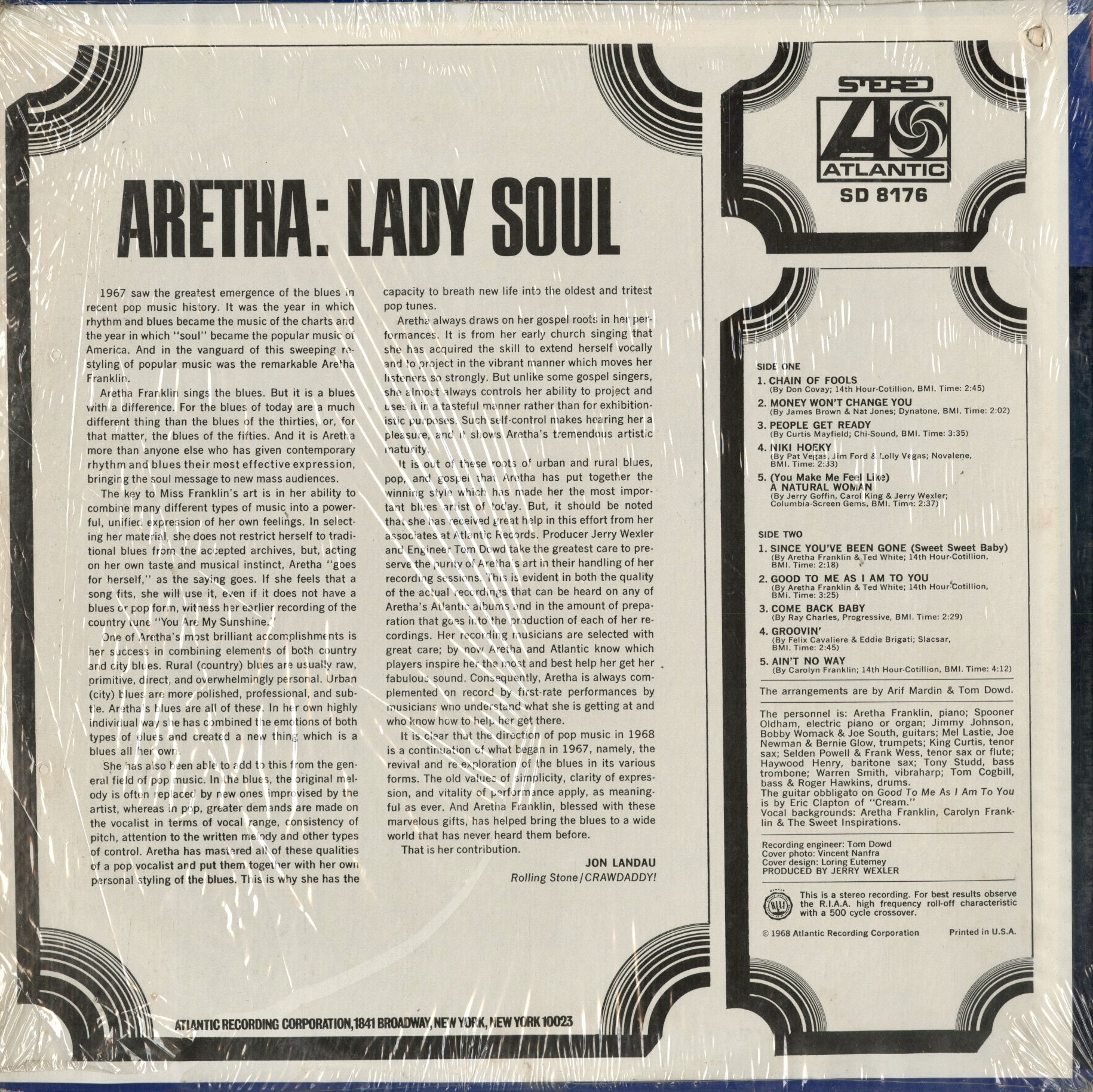 アレサ・フランクリン / Aretha Franklin『Lady Soul』(SD 8176) US