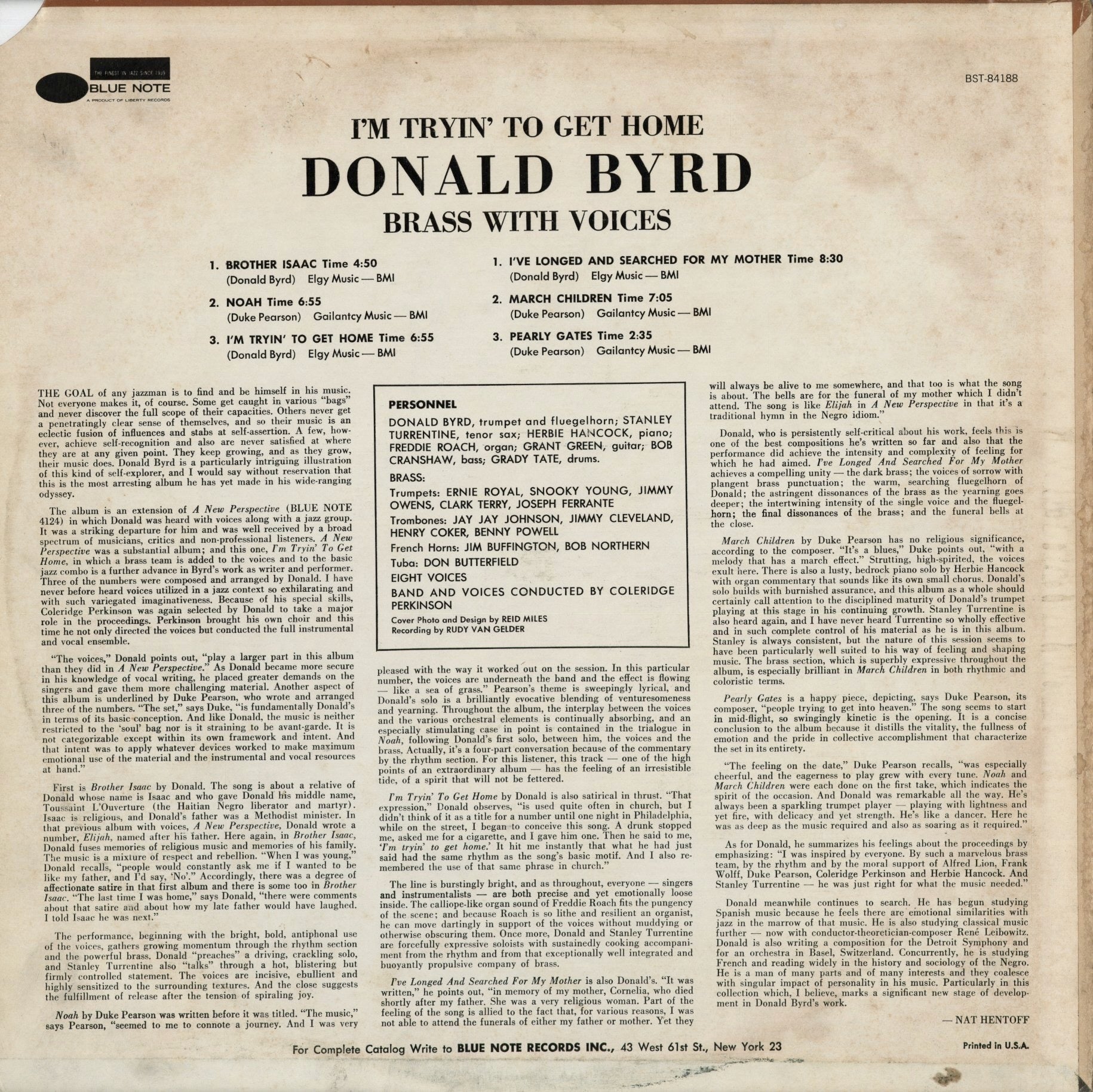 ドナルド・バード / Donald Byrd『I'm Tryin' To Get Home - Brass