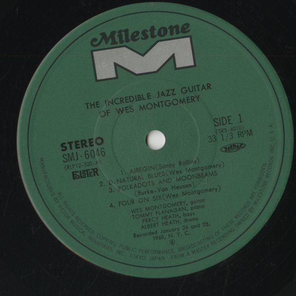 Wes Montgomery / ウェス・モンゴメリー / The Incredible Jazz Guitar Of Wes Montgomery (SMJ-6046)
