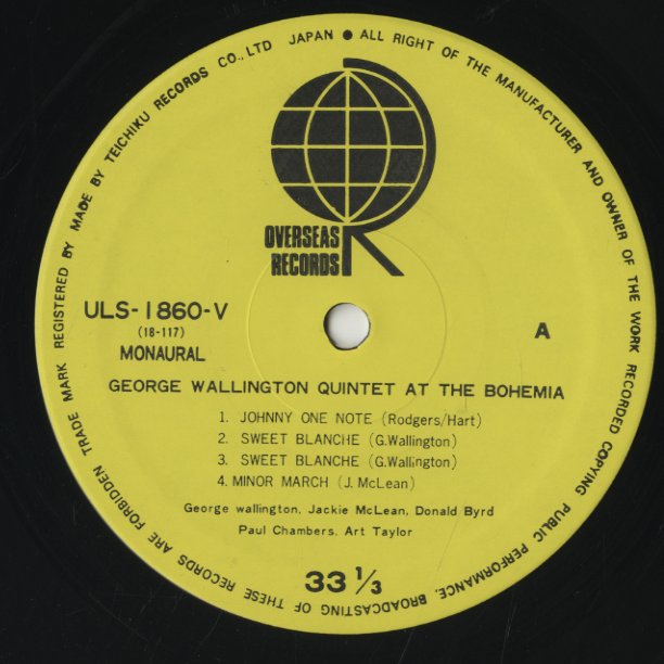 George Wallington Quintet At The Bohemia - Alternate Take / ジョージ・ウォーリントン (ULS-1860-V)