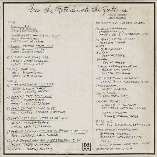 Blossom Dearie – From The Meticulous To The Sublime (BMD102) LP 1975 US Daffodill Records｜中古LP