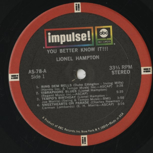 Lionel Hampton / ライオネル・ハンプトン / You Better Know It!!! (AS-78)