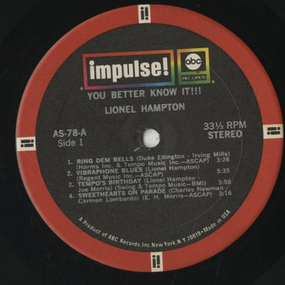 Lionel Hampton / ライオネル・ハンプトン / You Better Know It!!! (AS-78)