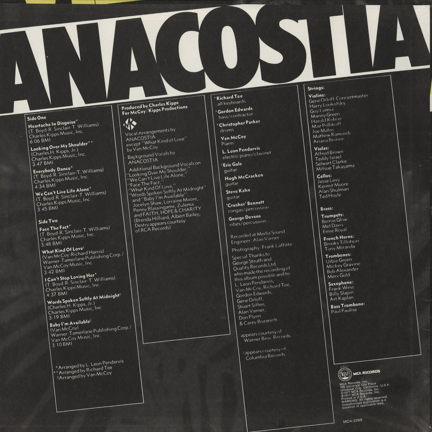 Anacostia - Anacostia (MCA-2269) 1977 US MCA｜中古LP