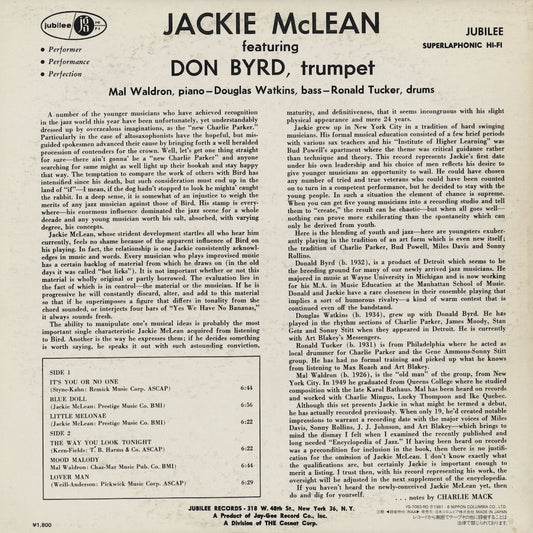Jackie McLean - The Jackie McLean Quintet (YS-7083-RO) LP 1981 JPN Jubilee｜中古LP