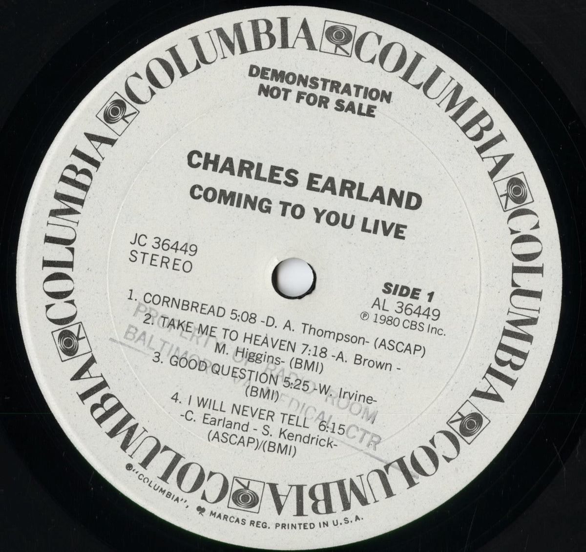 Charles Earland - Coming To You Live (JC 36449) 1980 US Columbia｜中古LP
