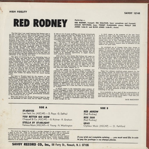 Red Rodney - Fiery (MG 12148) LP 1973 US Savoy｜中古LP