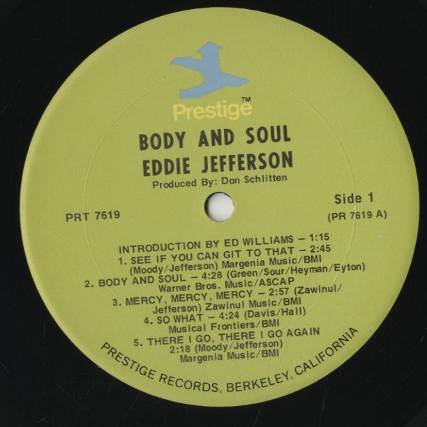 Eddie Jefferson / エディ・ジェファーソン / Body And Soul (PRST7619)