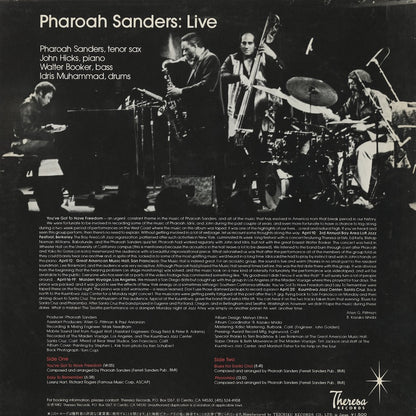 Pharoah Sanders / ファラオ・サンダース / Live (ULS-6120-B) 1984 JPN Pressing