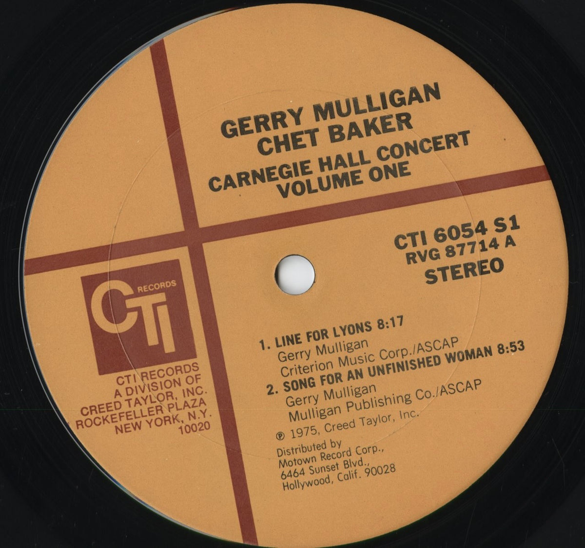 Gerry Mulligan, Chet Baker - Carnegie Hall Concert Volume 1 (CTI 6054 S1) 1975 US CTI｜中古LP