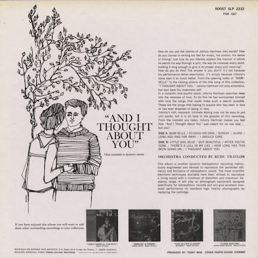Johnny Hartman - And I Thought About You (FSR-567) 1987 SPA Fresh Sound Records｜中古LP