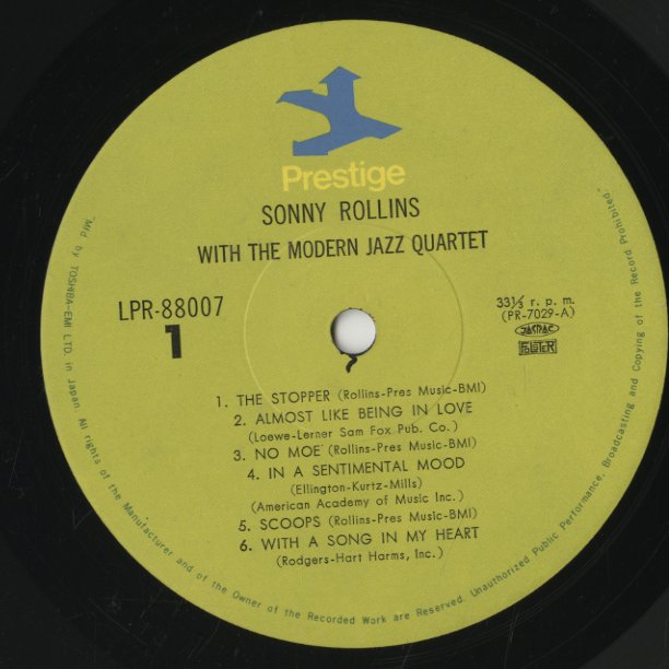 Sonny Rollins / ソニー・ロリンズ / With The Modern Jazz Quartet (LPR-88007) –  VOXMUSIC WEBSHOP