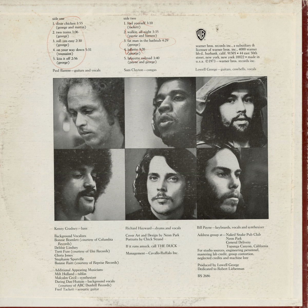 Little Feat - Dixie Chicken (BS 2686) 1976 US Warner Bros.｜中古LP