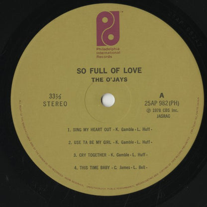 The O'Jays / オージェイズ / So Full Of Love (25AP982)