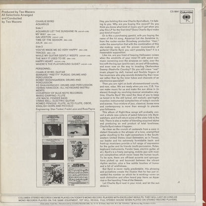 Charlie Byrd - Aquarius (CS 9841) 1969 US Columbia｜中古LP