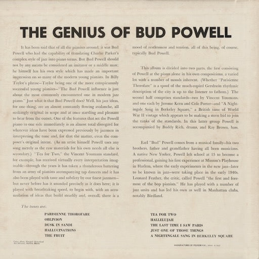 Bud Powell - The Genius Of Bud Powell (MV 2545) LP 1976 JPN Verve｜中古LP