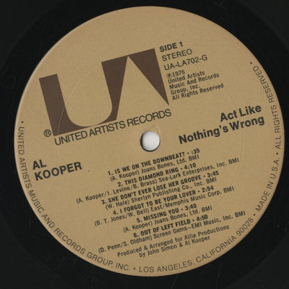 Al Kooper / アル・クーパー / Act Like Nothing's Wrong (UA-LA702-G)