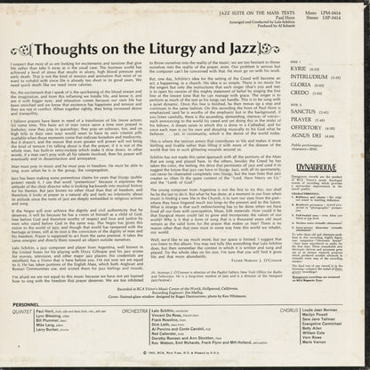 Paul Horn - Jazz Suite On The Mass Texts (LSP 3414) 1965 US RCA Victor｜中古LP