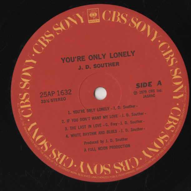 J.D. Souther / J.D. サウザー / You're Only Lonely (25AP1632)