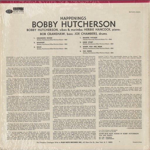Bobby Hutcherson - Happenings (BST 84231) LP 1974 US Blue Note｜中古LP