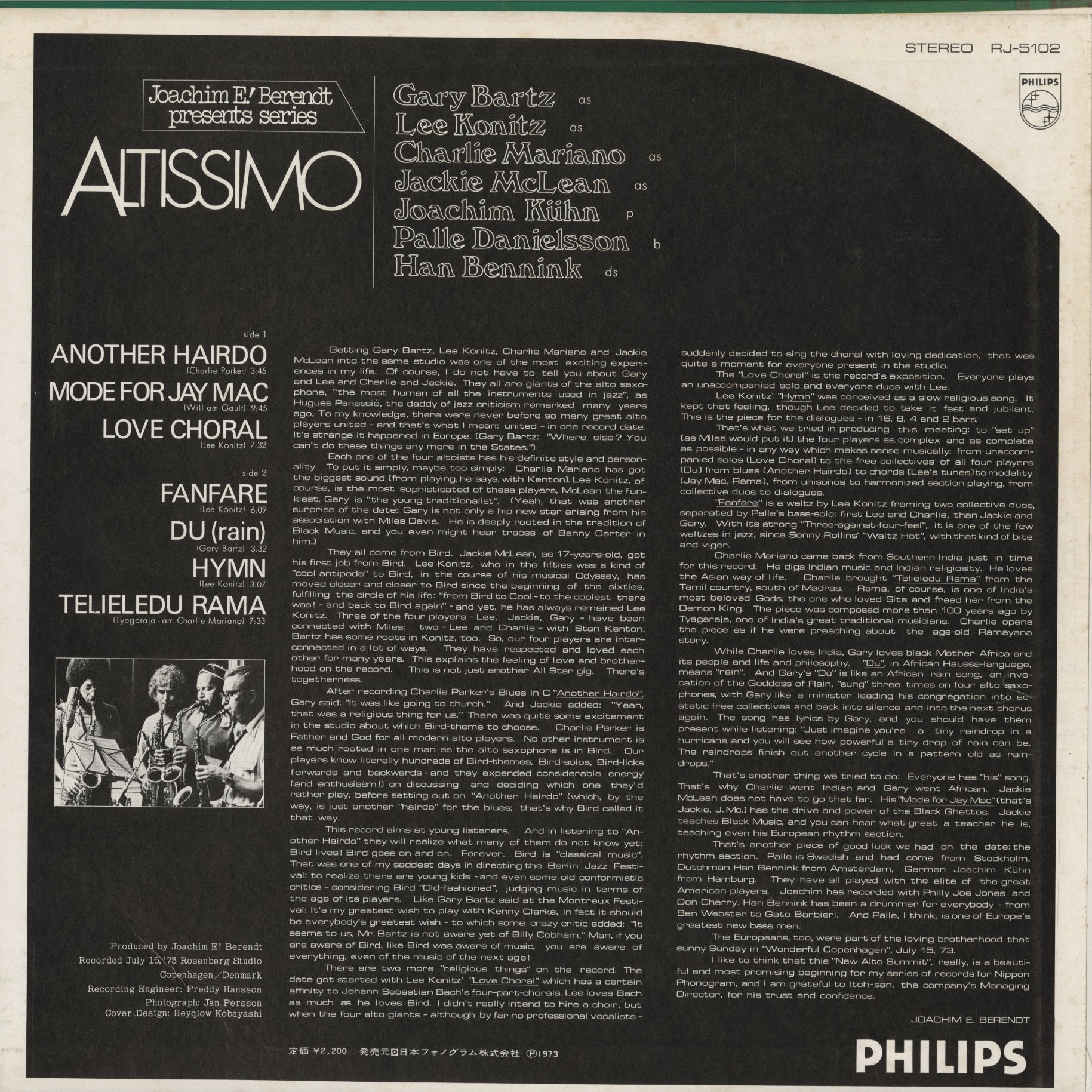 Gary Bartz / Lee Konitz / Charlie Mariano / Jackie McLean