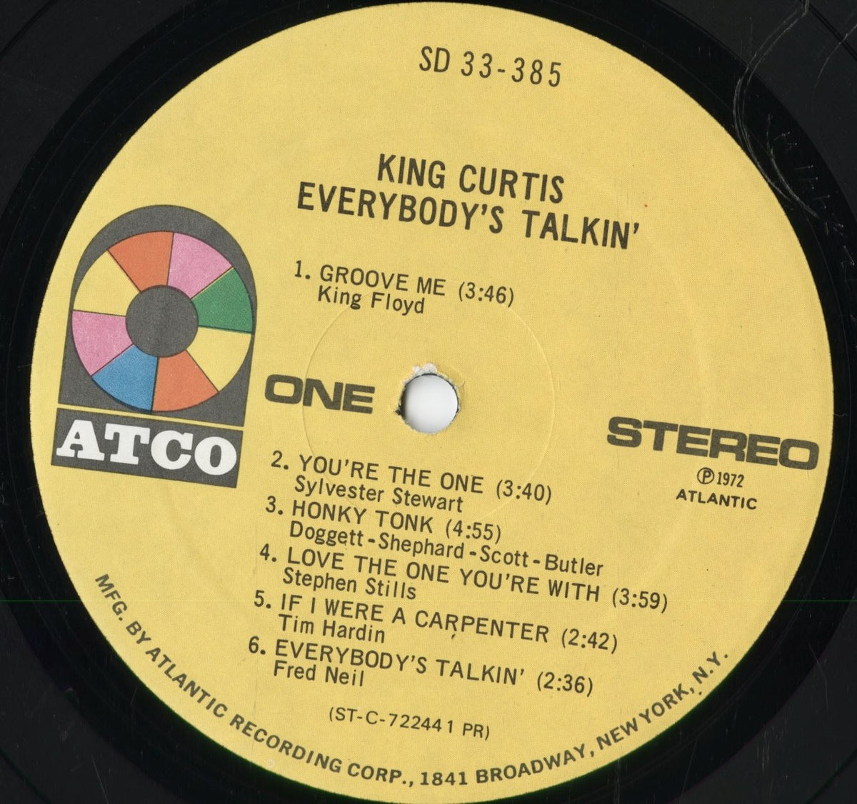 King Curtis - Everybody's Talkin' (SD 33-385) 1972 US Atco｜中古LP