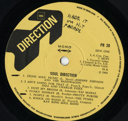 V.A. (Pretty Purdie, Sly & The Family Stone etc...) - Soul Direction (PR 28) 1969 UK Direction｜中古LP