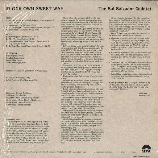 Sal Salvador - In Our Own Sweet Way (ST-224) 1983 US Stash｜中古LP