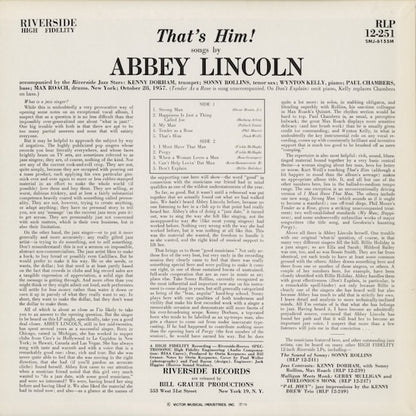 Abbey Lincoln - That's Him! (SMJ-6155M) 1976 JPN Riverside｜中古LP