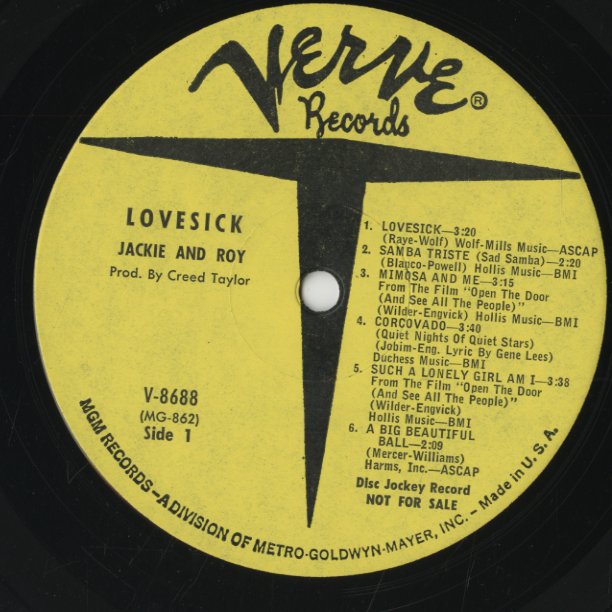 Jackie And Roy / ジャッキー＆ロイ / Lovesick (V-8688)