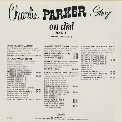 Charlie Parker - Charlie Parker Story On Dial Volume 1: Westcoast Days (ITJ-70232) 1985 JPN Spotlite Records｜中古LP