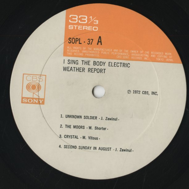 Weather Report / ウェザー・リポート / I Sing The Body Electric (SOPL37)