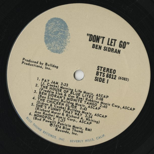 Ben Sidran / ベン・シドラン / Don't Let Go (BTS 6012)