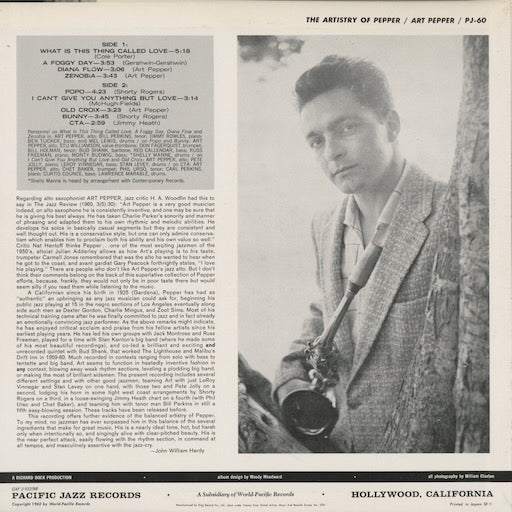 Art Pepper - The Artistry Of Pepper (GXF-3102(M)) 1978 JPN Pacific Jazz｜中古LP