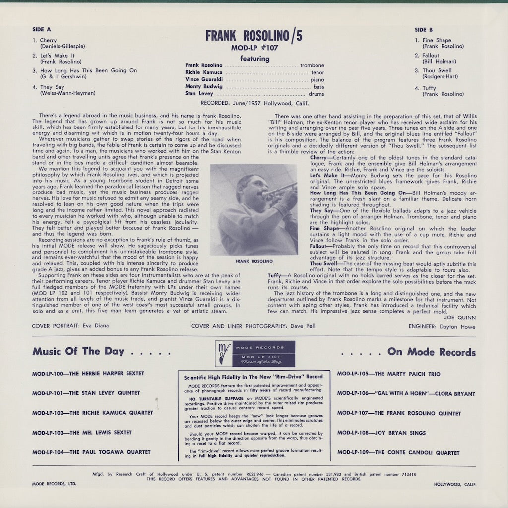 Frank Rosolino / フランク・ロソリーノ / Frank Rosolino Quintet (35213-28)