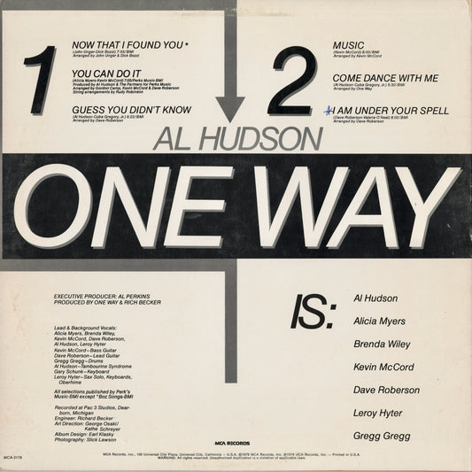 One Way Featuring Al Hudson - S.T. (MCA-3178) 1979 US MCA｜中古LP