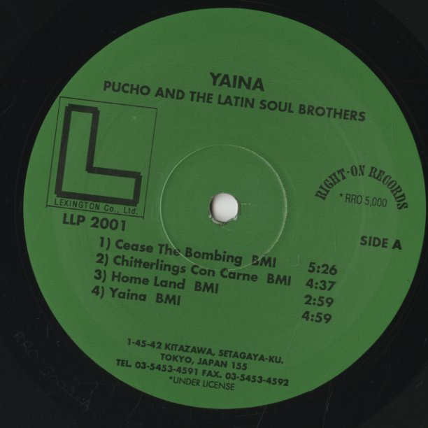 Pucho & The Latin Soul Brothers / プーチョ&ヒズ・ラテン・ソウル・ブラザーズ / Yaina (LLP2001)