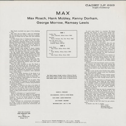 Max Roach - Max (UPS-2201-B) 1983 JPN Baybridge Records / Cadet｜中古LP