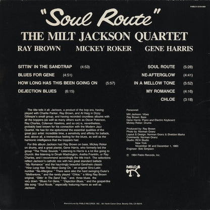 The Milt Jackson Quartet - Soul Route (2310-900) 1984 US Pablo Records｜中古LP