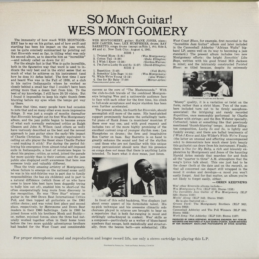 Wes Montgomery / ウェス・モンゴメリー / So Much Guitar! (OJC 9382)