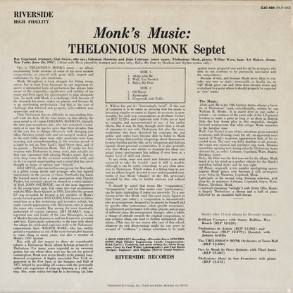 Thelonious Monk / セロニアス・モンク / Monk's Music (OJC-084)