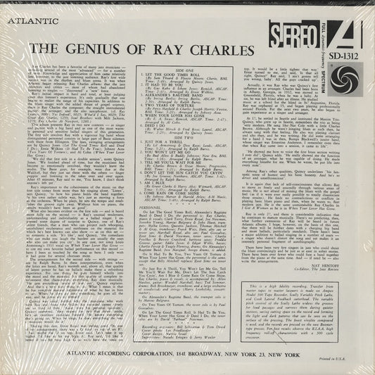 Ray Charles / レイ・チャールズ / The Genius Of Ray Charles (SD 1312) 1974 US Pressing